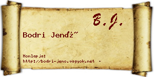 Bodri Jenő névjegykártya